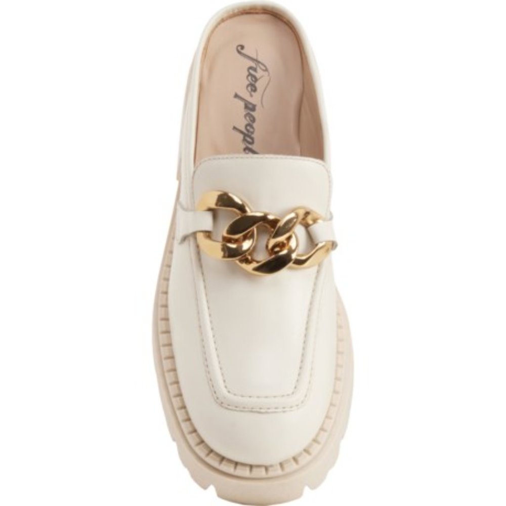 FREE PEOPLE BRAND NEW Lyra Link Loafer Mules Shoes in Bone - Picture 4 of 5
